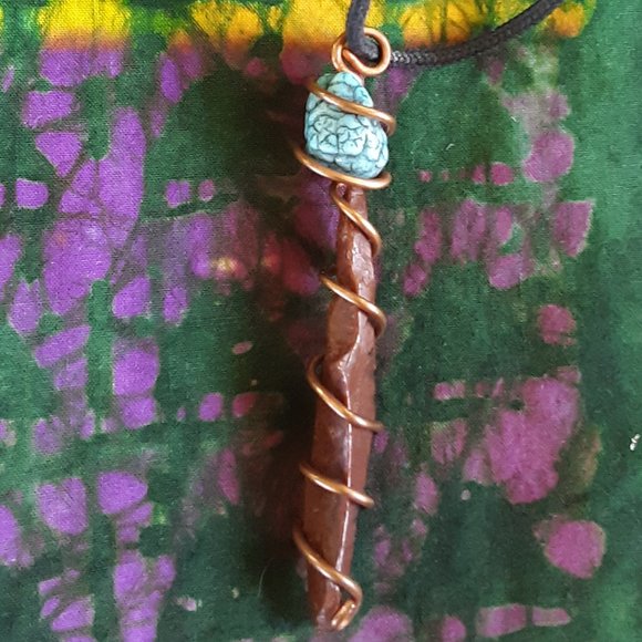Mahogany Obsidian Needle Turquoise Copper Wire Wrap Adjustable Handcrafted Audi - Picture 9 of 12